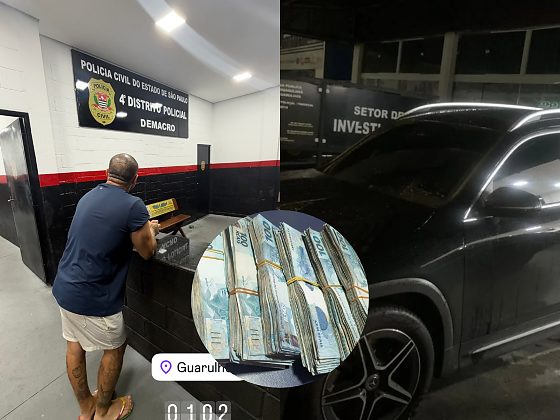 No carro estavam dois jovens e uma sacola com R$ 100 mil.