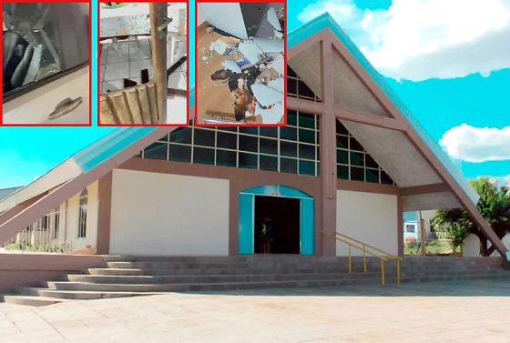 Fachada da Paróquia Nossa Senhora Aparecida, alvo de invasão e vandalismo durante a madrugada em Peixoto de Azevedo.