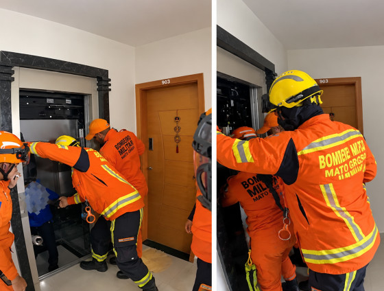 Bombeiros conseguiram retirar as duas vítimas sem ferimentos.
